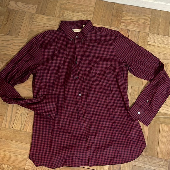 BURBERRY mens xxl shirt red black small gingham not worn - Picture 2 of 8